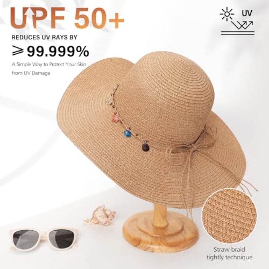 Trifabricy Beach Sun Straw Hat - Packable Hat Nylon ulasan dan harga