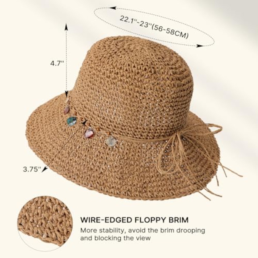 Beach Sun Hats for Women, Stra - Packable Hat Nylon ulasan dan harga