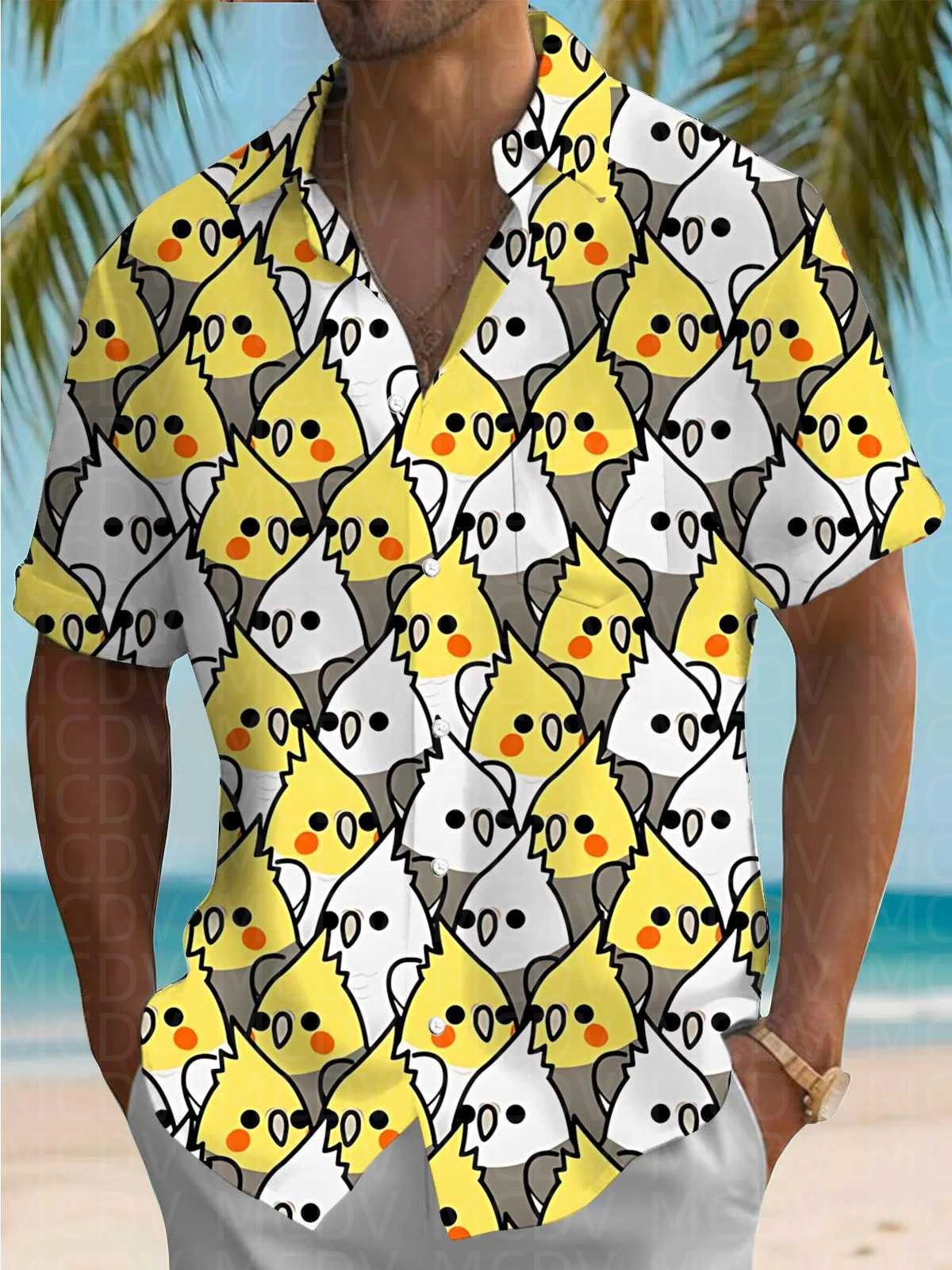 Bird Pattern Men's Hawaiian Sh - Shirt Camp Collar ulasan dan harga