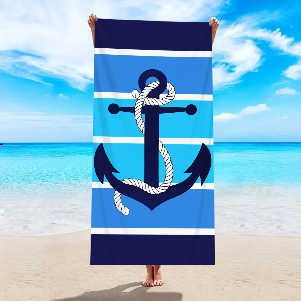 1pc Sea element stripes, boat  - Beach Towel Large ulasan dan harga