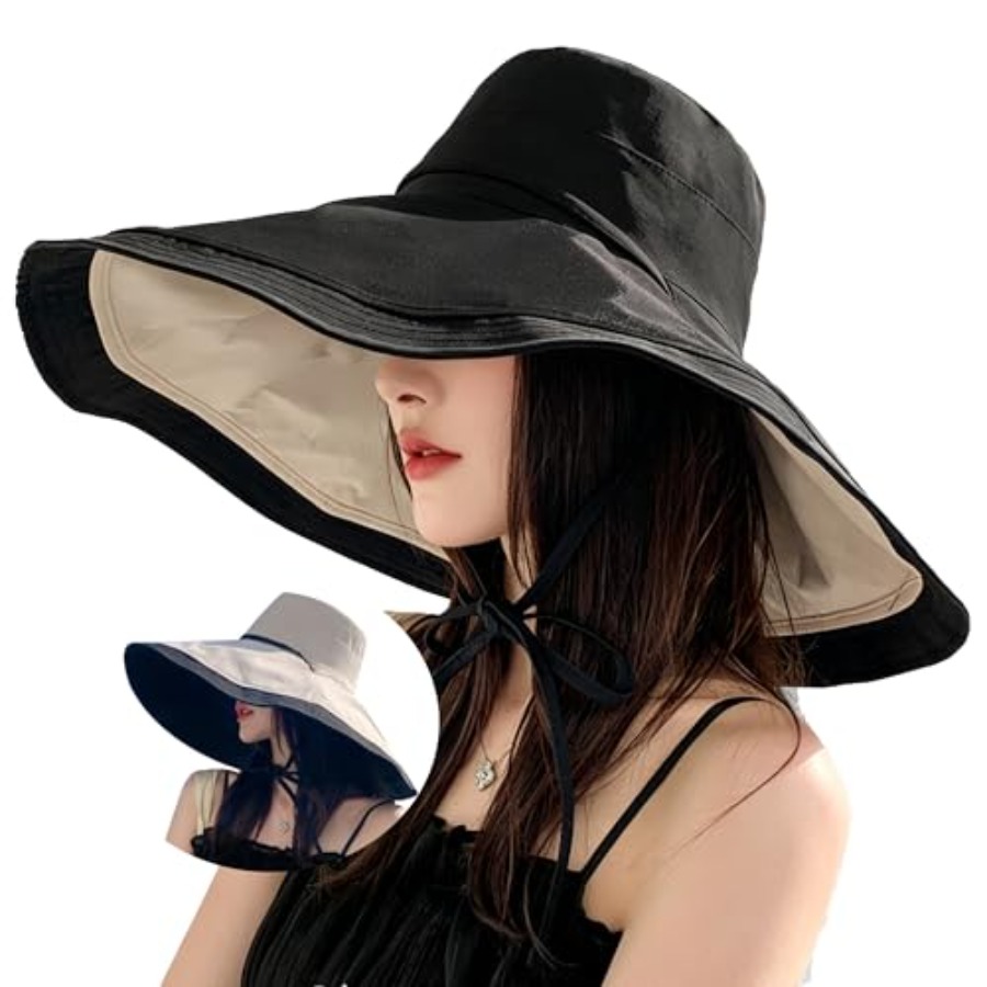 Extra Wide-Brim Sun Hats Women - Packable Hat Nylon ulasan dan harga