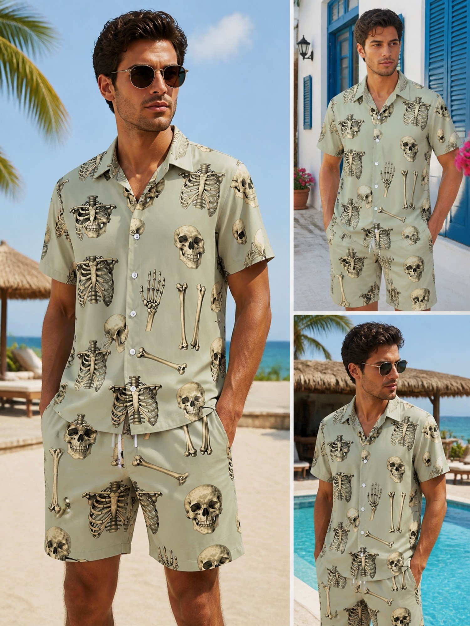 Mens Floral Short Sleeve Shirt - Resort Shirt Floral ulasan dan harga