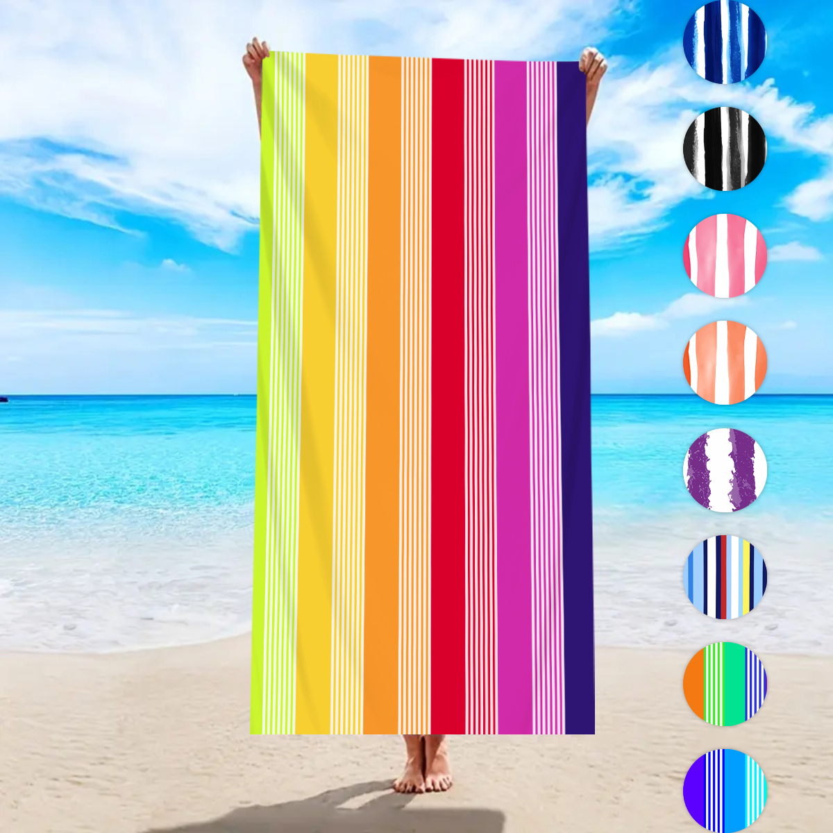 1pc fashionable colorful strip - Beach Towel Large ulasan dan harga