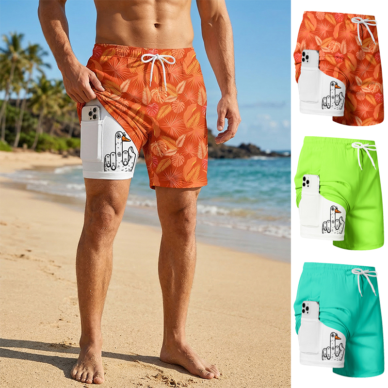 Men's Prank Duck Print Board S - Swim Trunk Quick Dry ulasan dan harga