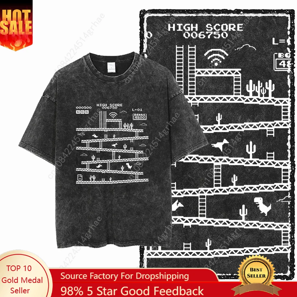 ZH DINO GAME THEME Printed Cot - Tee Graphic Print ulasan dan harga