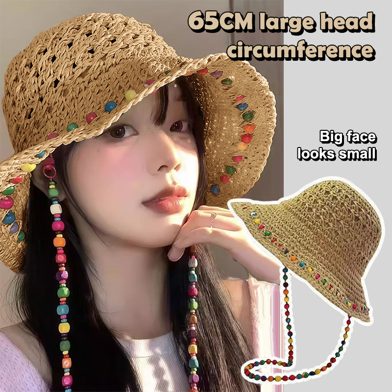 Retro Versatile Hollow Big Bri - Bucket Hat Straw ulasan dan harga