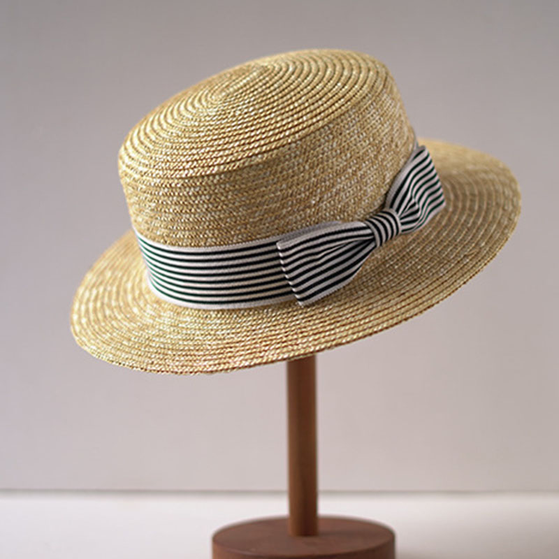 Wide Brim Boater Hats Flat Top - Bucket Hat Straw ulasan dan harga
