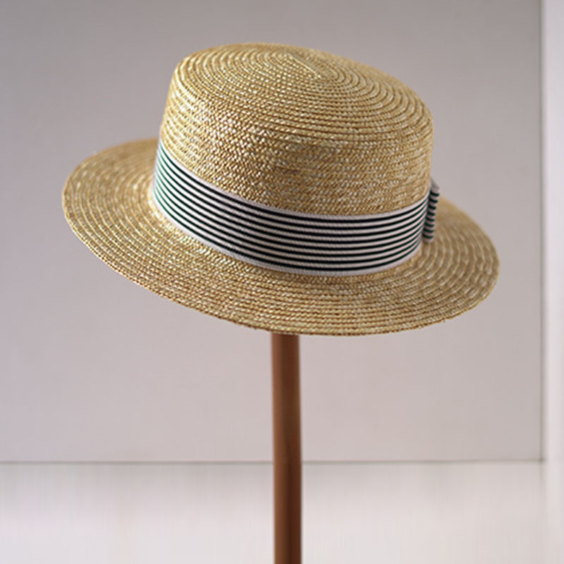 Wide Brim Boater Hats Flat Top - Bucket Hat Straw ulasan dan harga