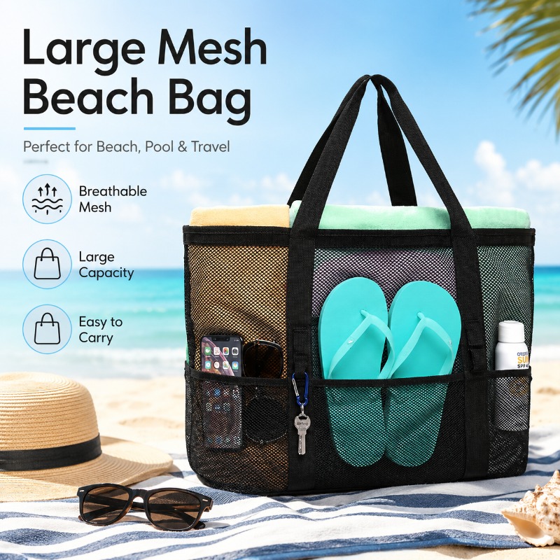 Mesh Beach Bag Large Capacity  - Beach Towel Large ulasan dan harga