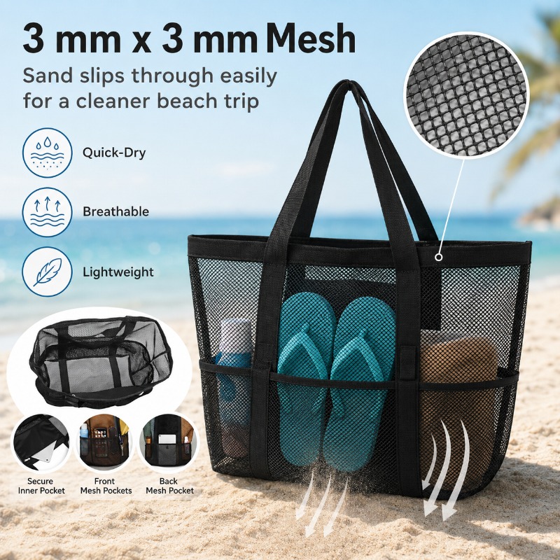Mesh Beach Bag Large Capacity  - Beach Towel Large ulasan dan harga