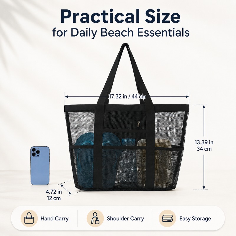 Mesh Beach Bag Large Capacity  - Beach Towel Large ulasan dan harga