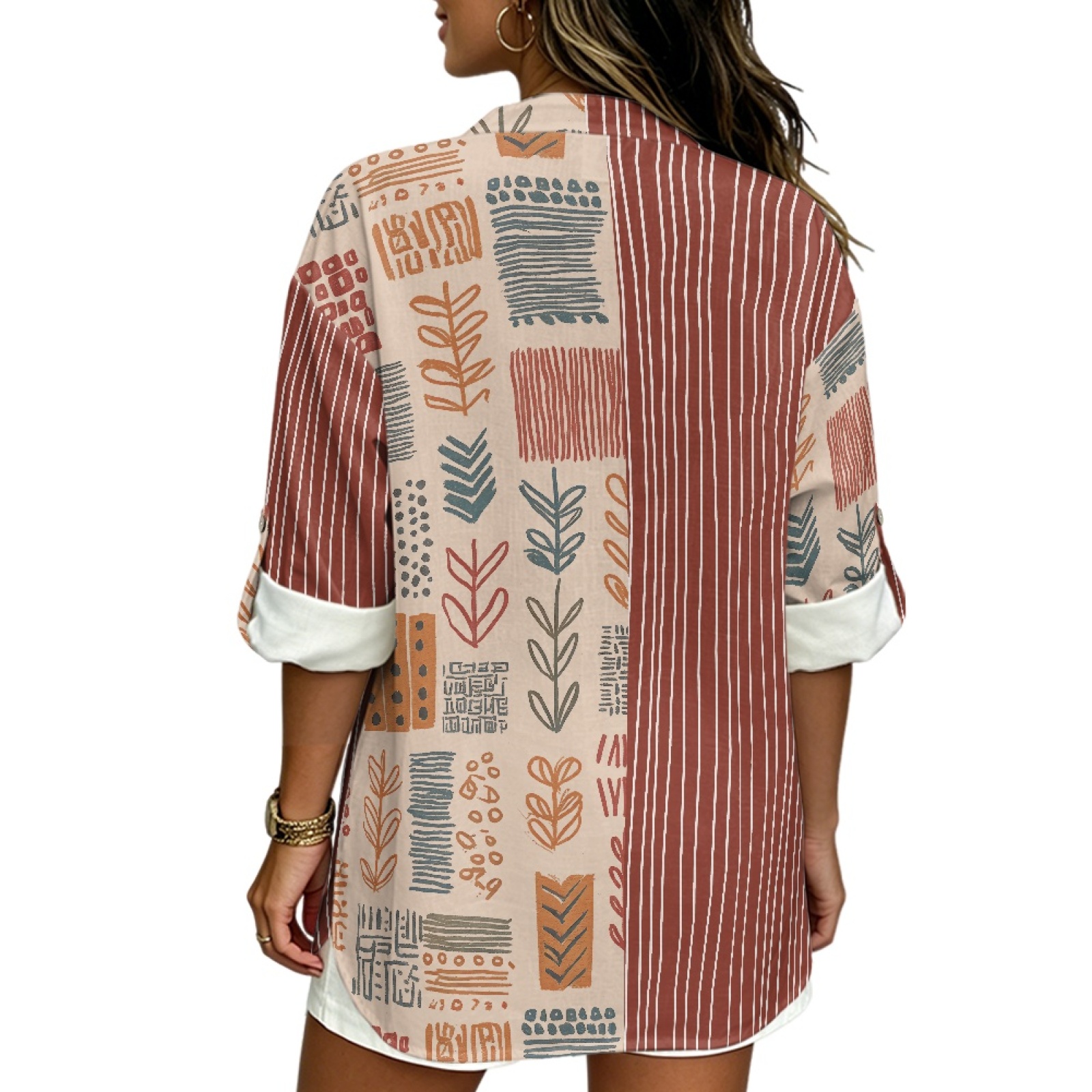 INSTANTARTS Women'S Linen V-Ne - Linen Shirt Breathable ulasan dan harga