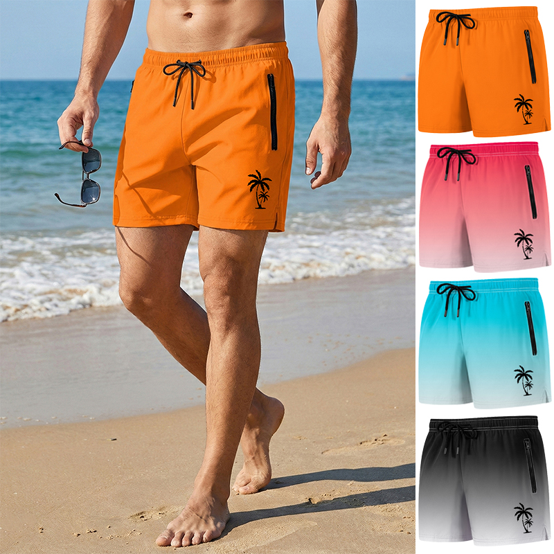 Palm Tree Print Board Shorts f - Swim Trunk Quick Dry ulasan dan harga